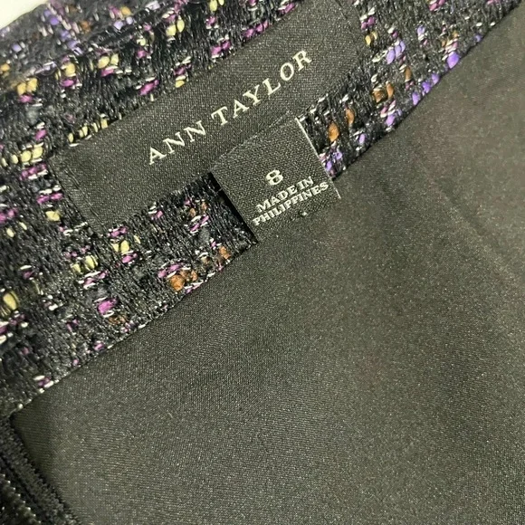 Ann Taylor Tweed Mini Skirt Womens 8 Wool Blend Back Zip Lined Textured - Picture 6 of 10